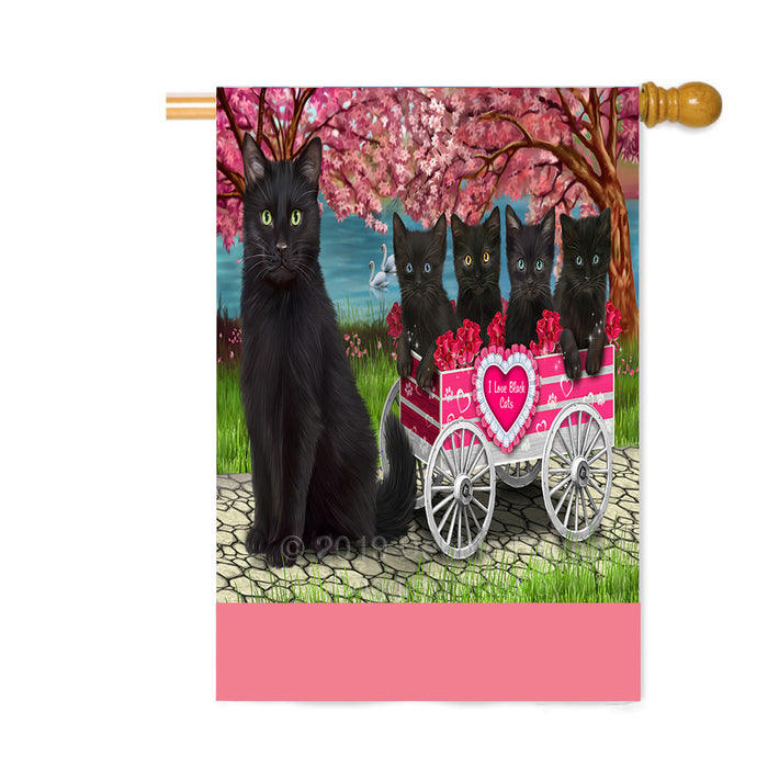 Personalized I Love Black Cats in a Cart Custom House Flag FLG-DOTD-A62190