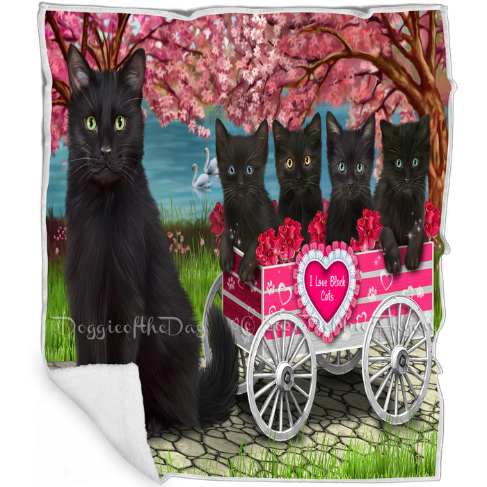 I Love Black Cats Cat in a Cart Blanket BLNKT82056