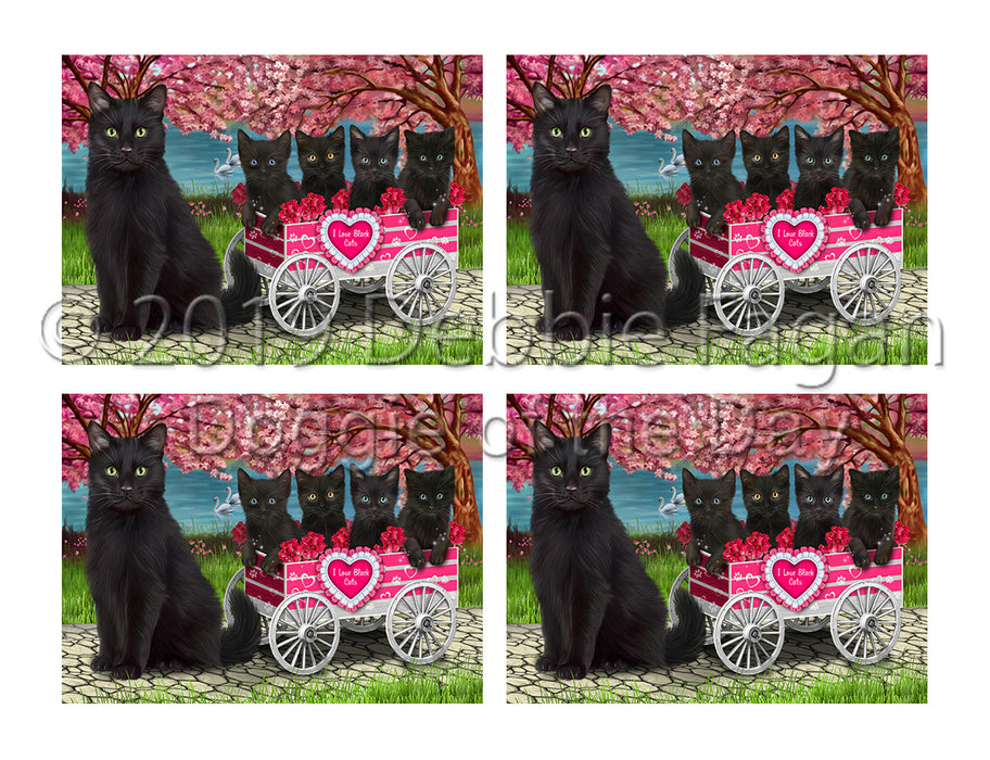 I Love Black Cats in a Cart Placemat