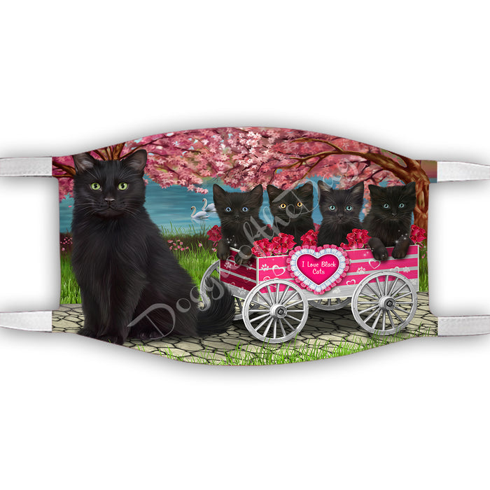 I Love Black Cats in a Cart Face Mask FM48123