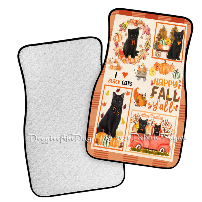 Happy Fall Y'all Pumpkin Black Cats Polyester Anti-Slip Vehicle Carpet Car Floor Mats CFM49123