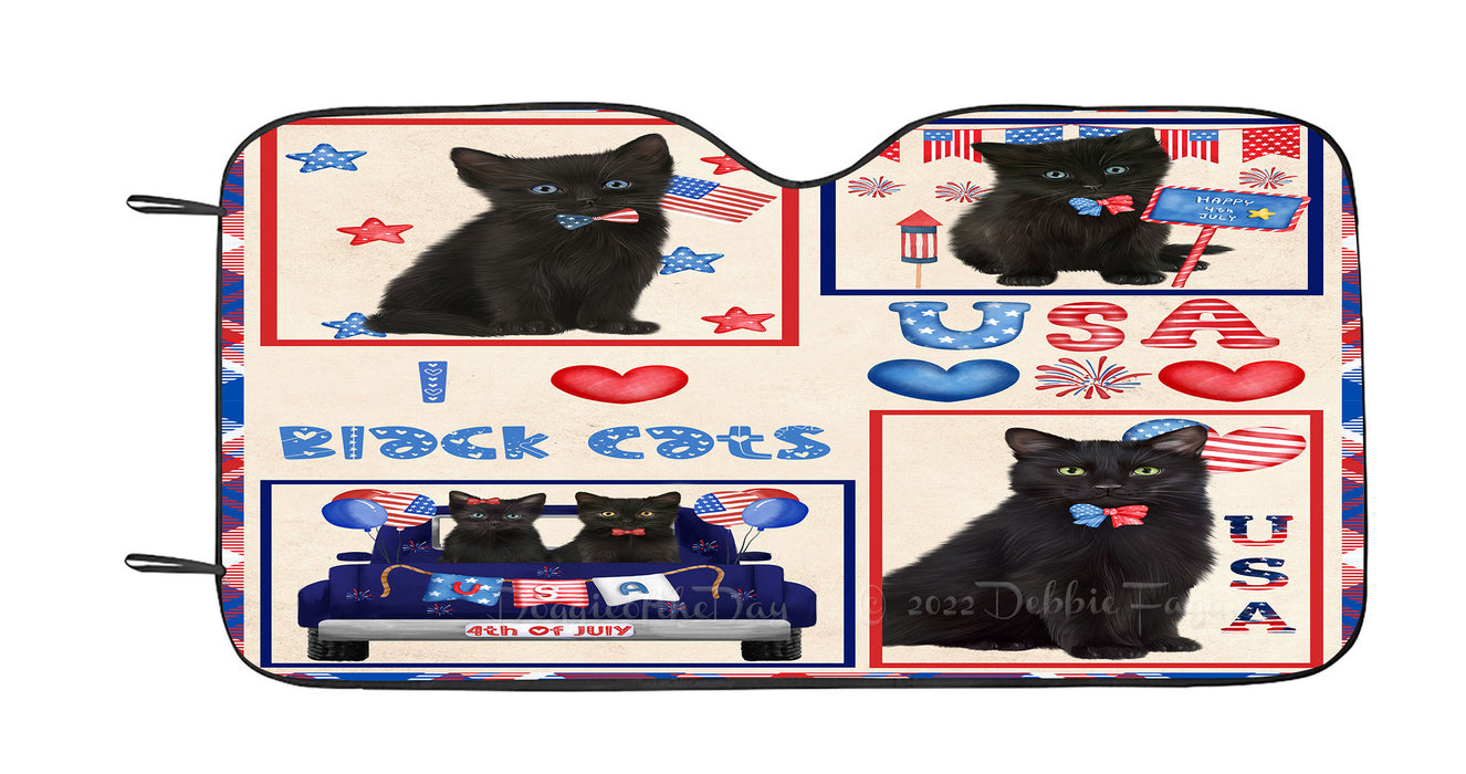 4th of July Independence Day I Love USA Black Cats Car Sun Shade Cover Curtain