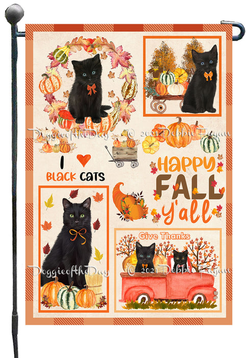 Happy Fall Y'all Pumpkin Black Cats Garden Flags- Outdoor Double Sided Garden Yard Porch Lawn Spring Decorative Vertical Home Flags 12 1/2"w x 18"h
