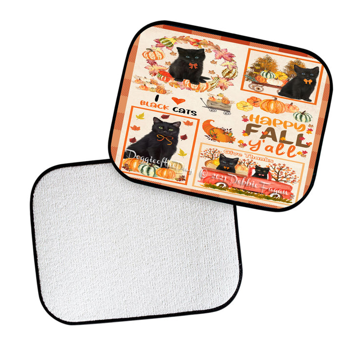 Happy Fall Y'all Pumpkin Black Cats Polyester Anti-Slip Vehicle Carpet Car Floor Mats CFM49123