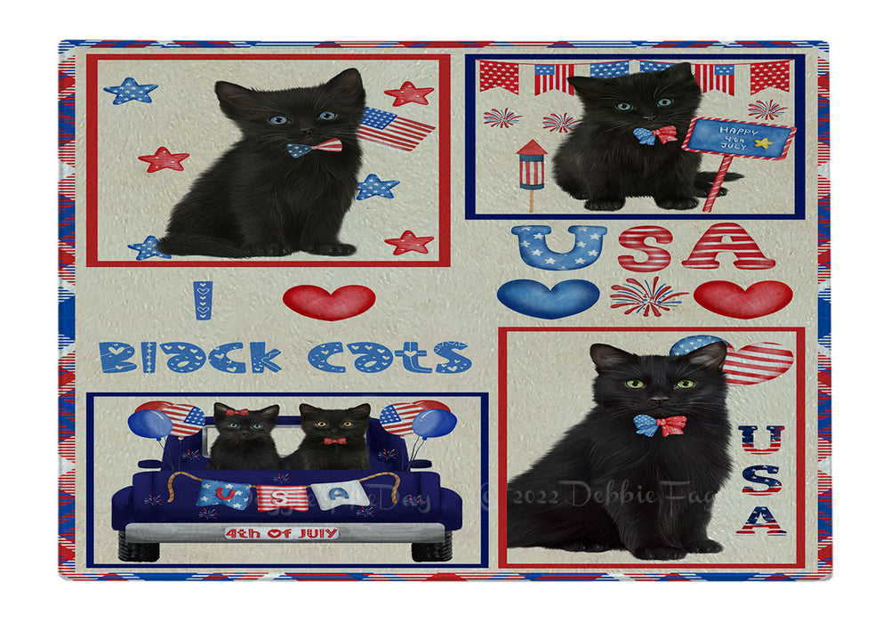 4th of July Independence Day I Love USA Black Cats Cutting Board - For Kitchen - Scratch & Stain Resistant - Designed To Stay In Place - Easy To Clean By Hand - Perfect for Chopping Meats, Vegetables
