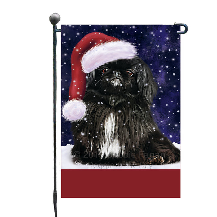 Personalized Let It Snow Happy Holidays Black Pekingnes Dog Custom Garden Flags GFLG-DOTD-A62267