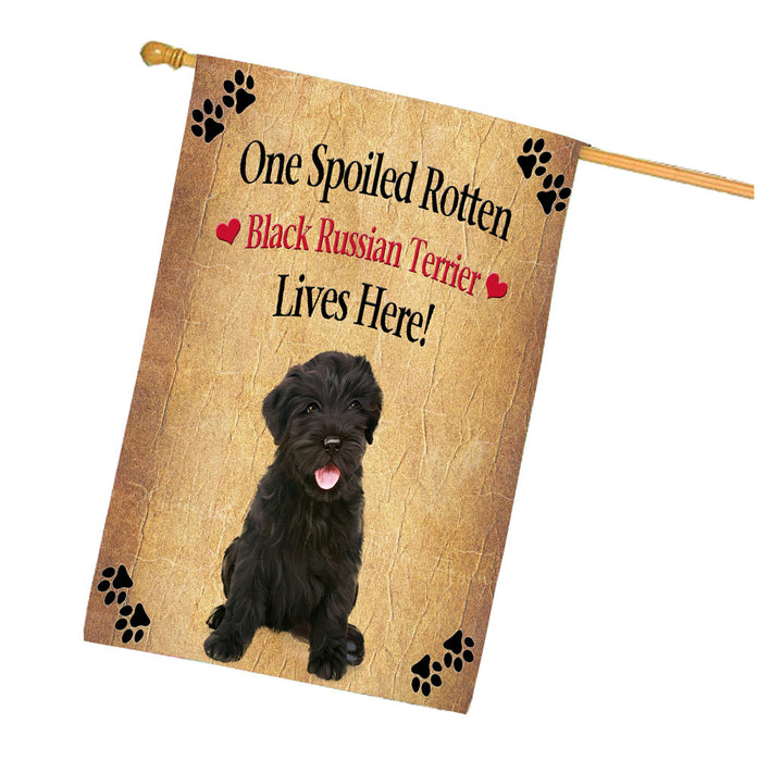 Spoiled Rotten Black Russian Terrier Dog House Flag Outdoor Decorative Double Sided Pet Portrait Weather Resistant Premium Quality Animal Printed Home Decorative Flags 100% Polyester FLG68210