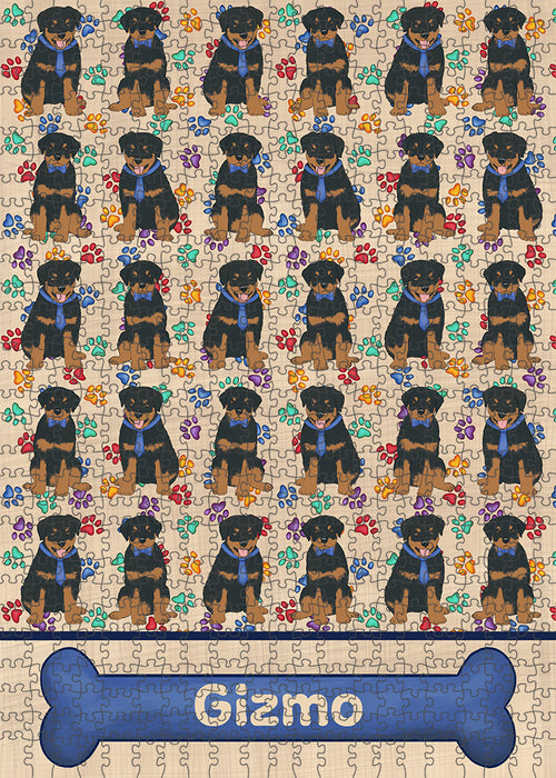 Rainbow Paw Print Rottweiler Dogs Puzzle with Photo Tin PUZL97840
