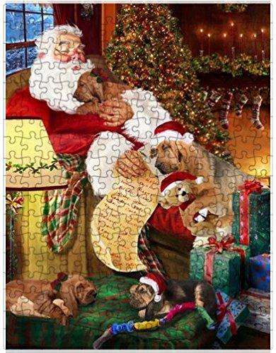 Bloodhound Dog and Puppies Sleeping with Santa Puzzle with Photo Tin