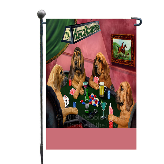 Personalized Home of Bloodhound Dogs Four Dogs Playing Poker Custom Garden Flags GFLG-DOTD-A60246
