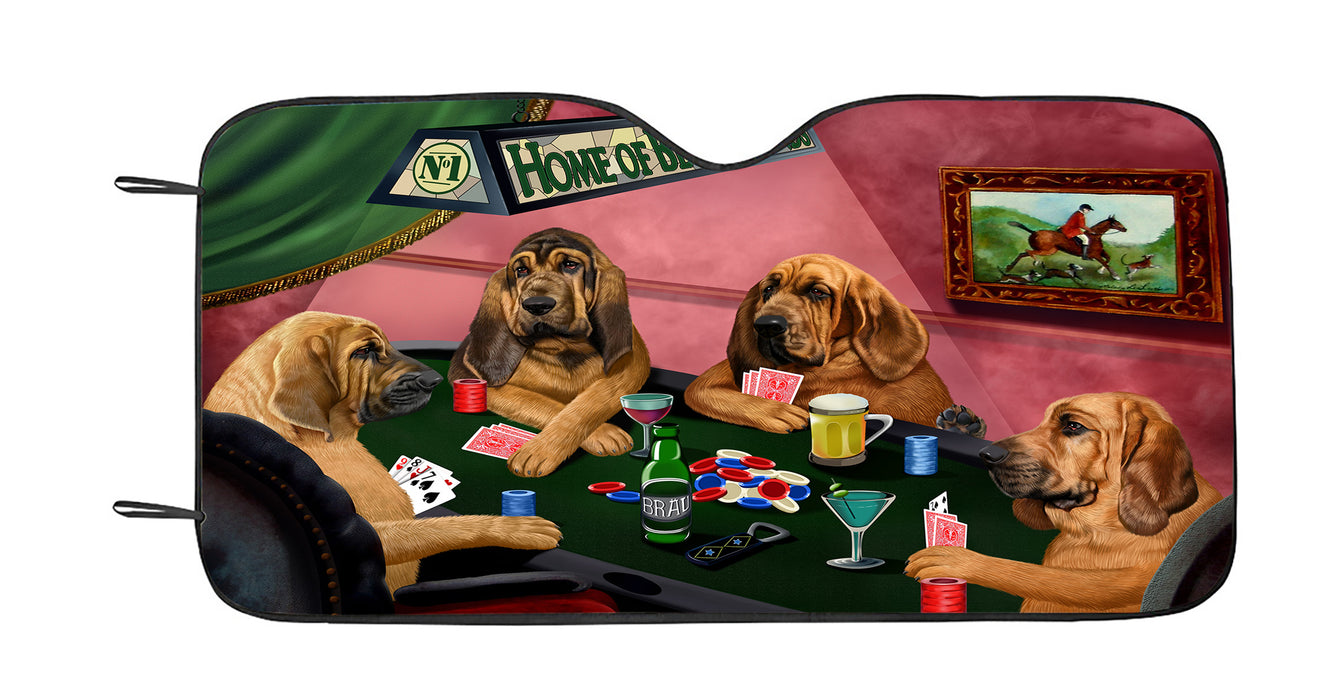 Home of  Bloodhound Dogs Playing Poker Car Sun Shade