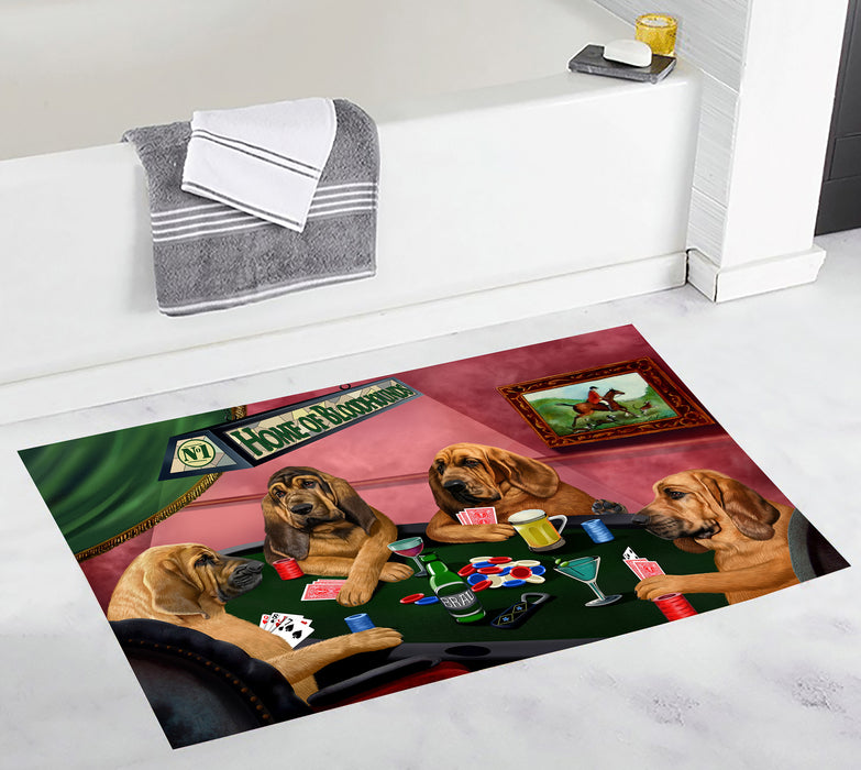 Home of  Bloodhound Dogs Playing Poker Bath Mat