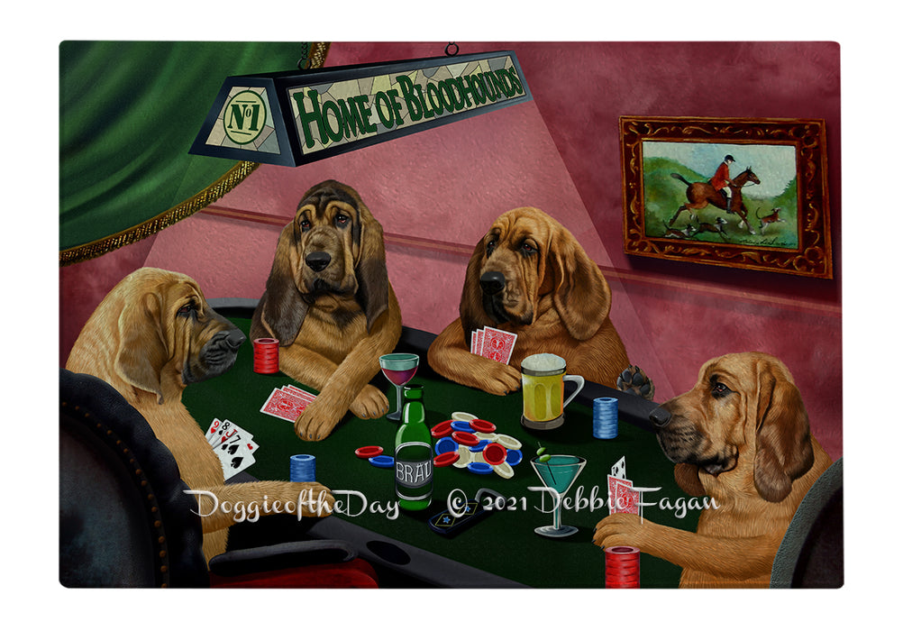Home of Bloodhound Dogs Playing Poker Cutting Board - Easy Grip Non-Slip Dishwasher Safe Chopping Board Vegetables C79171