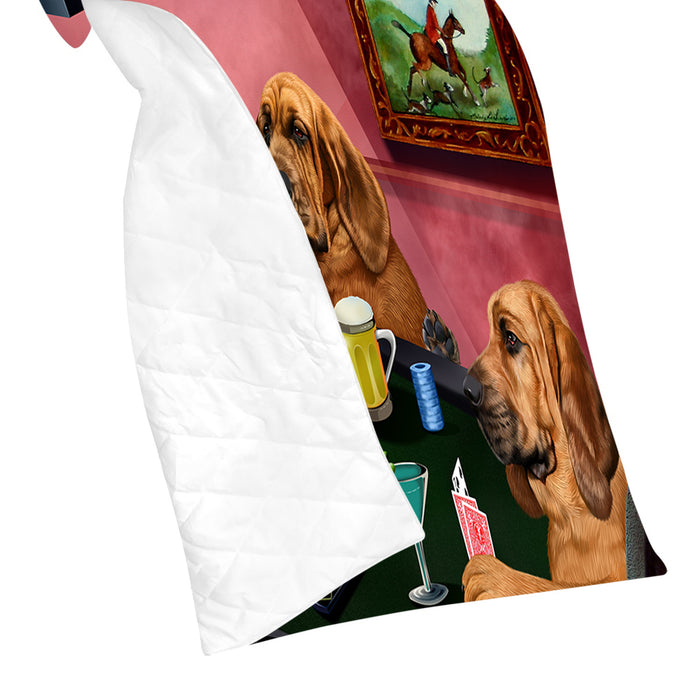Home of  Bloodhound Dogs Playing Poker Quilt