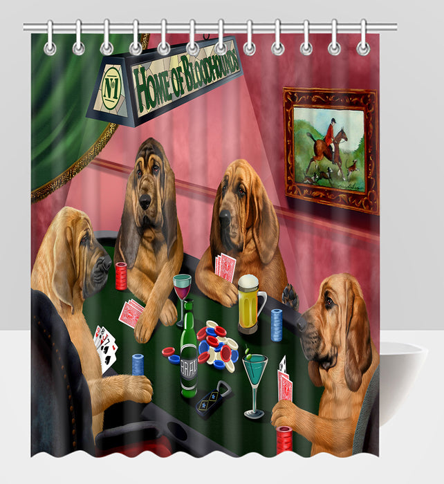 Home of  Bloodhound Dogs Playing Poker Shower Curtain