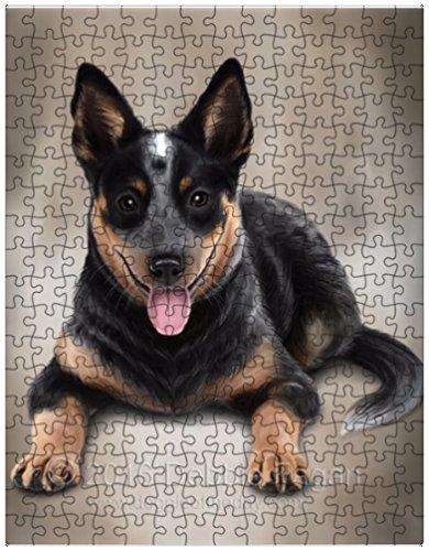 Blue Heeler Dog Art Portrait Print 300 Pc. Puzzle with Photo Tin