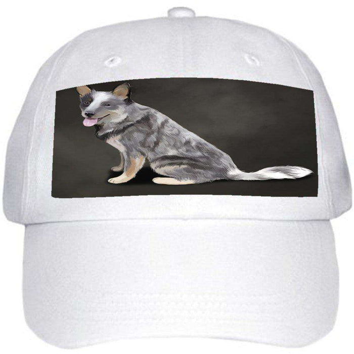 Blue Heeler Dog Ball Hat Cap Off White