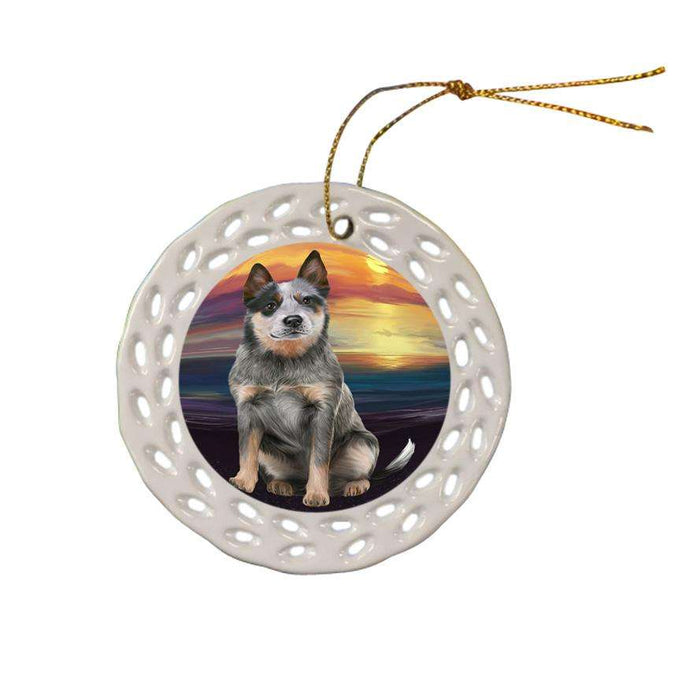 Blue Heeler Dog Ceramic Doily Ornament DPOR51744