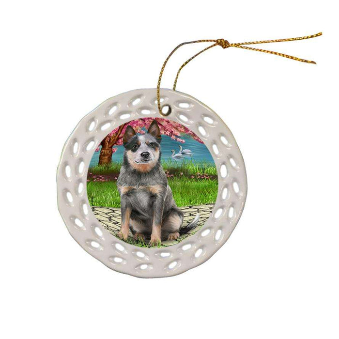 Blue Heeler Dog Ceramic Doily Ornament DPOR51747