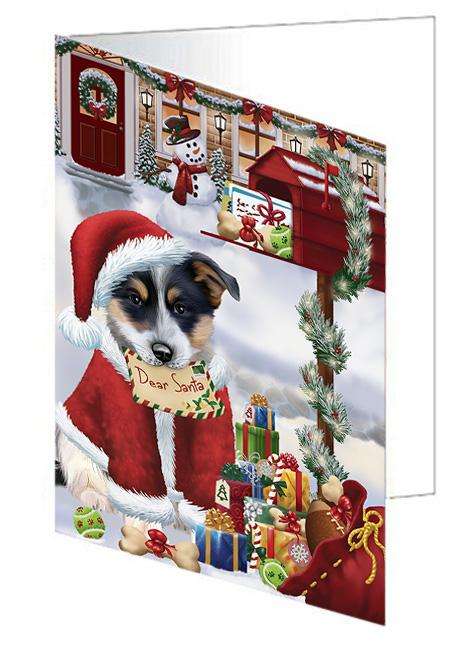 Blue Heeler Dog Dear Santa Letter Christmas Holiday Mailbox Handmade Artwork Assorted Pets Greeting Cards and Note Cards with Envelopes for All Occasions and Holiday Seasons GCD64607