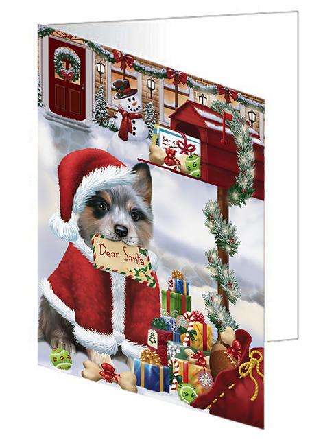 Blue Heeler Dog Dear Santa Letter Christmas Holiday Mailbox Handmade Artwork Assorted Pets Greeting Cards and Note Cards with Envelopes for All Occasions and Holiday Seasons GCD64610