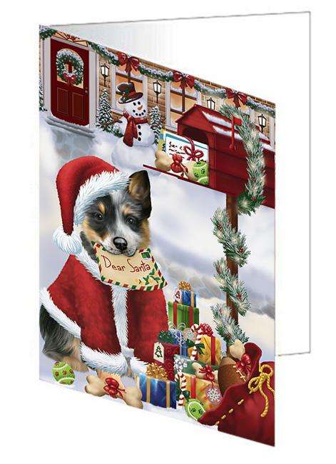 Blue Heeler Dog Dear Santa Letter Christmas Holiday Mailbox Handmade Artwork Assorted Pets Greeting Cards and Note Cards with Envelopes for All Occasions and Holiday Seasons GCD64613