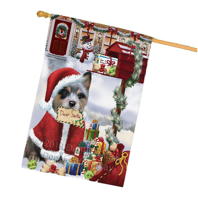 Blue Heeler Dog Dear Santa Letter Christmas Holiday Mailbox House Flag FLG53725