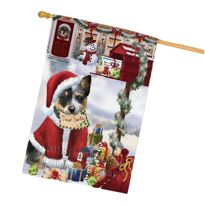 Blue Heeler Dog Dear Santa Letter Christmas Holiday Mailbox House Flag FLG53726