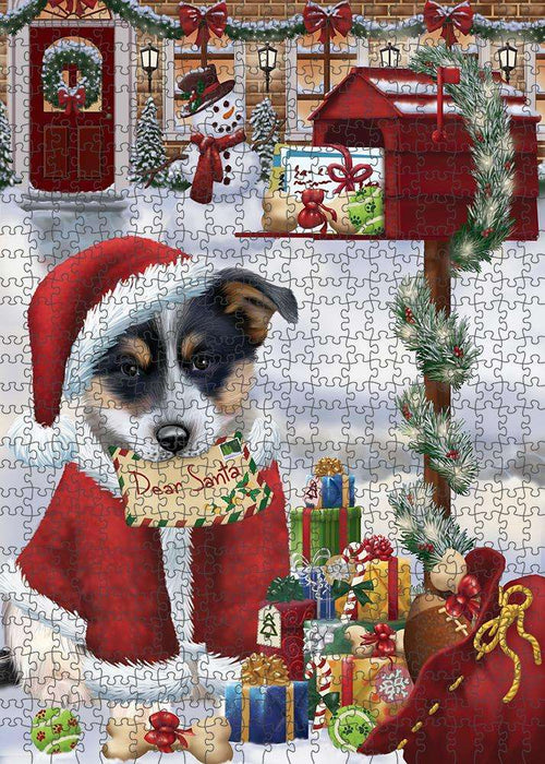 Blue Heeler Dog Dear Santa Letter Christmas Holiday Mailbox Puzzle with Photo Tin PUZL81260
