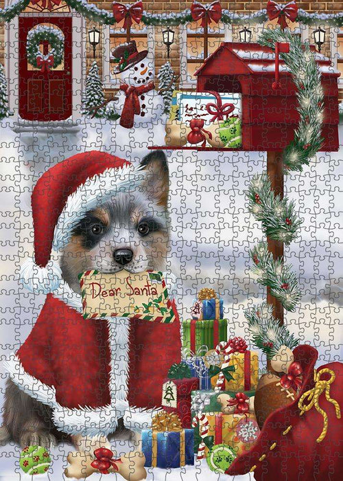 Blue Heeler Dog Dear Santa Letter Christmas Holiday Mailbox Puzzle with Photo Tin PUZL81264