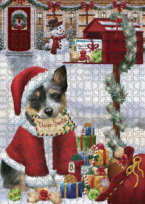Blue Heeler Dog Dear Santa Letter Christmas Holiday Mailbox Puzzle with Photo Tin PUZL81268