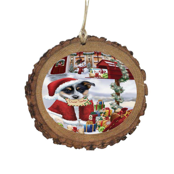 Blue Heeler Dog Dear Santa Letter Christmas Holiday Mailbox Wooden Christmas Ornament WOR49016