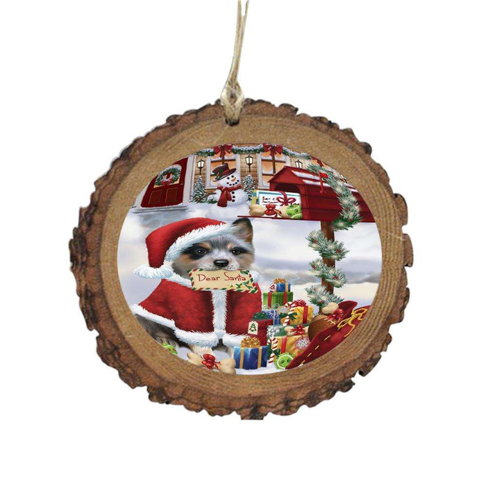 Blue Heeler Dog Dear Santa Letter Christmas Holiday Mailbox Wooden Christmas Ornament WOR49017