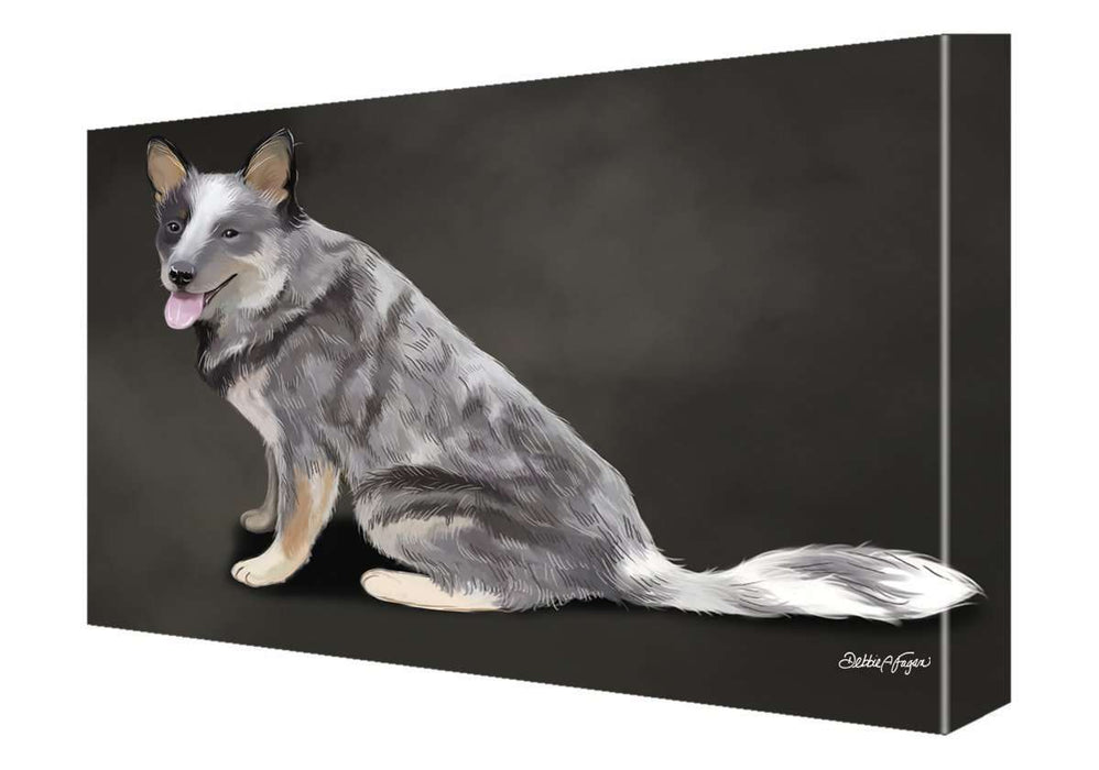 Blue Heeler Dog Painting Printed on Canvas Wall Art Signed