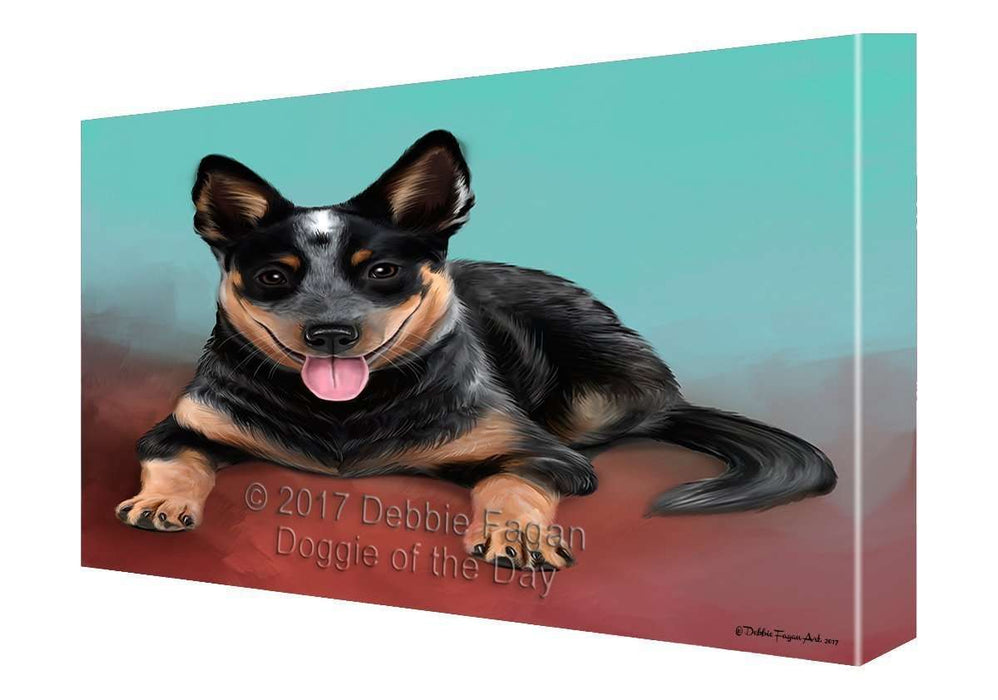 Blue Heeler Dog Painting Printed on Canvas Wall Art
