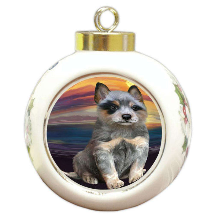 Blue Heeler Dog Round Ball Christmas Ornament RBPOR51745