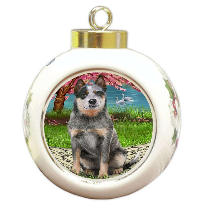 Blue Heeler Dog Round Ball Christmas Ornament RBPOR51747