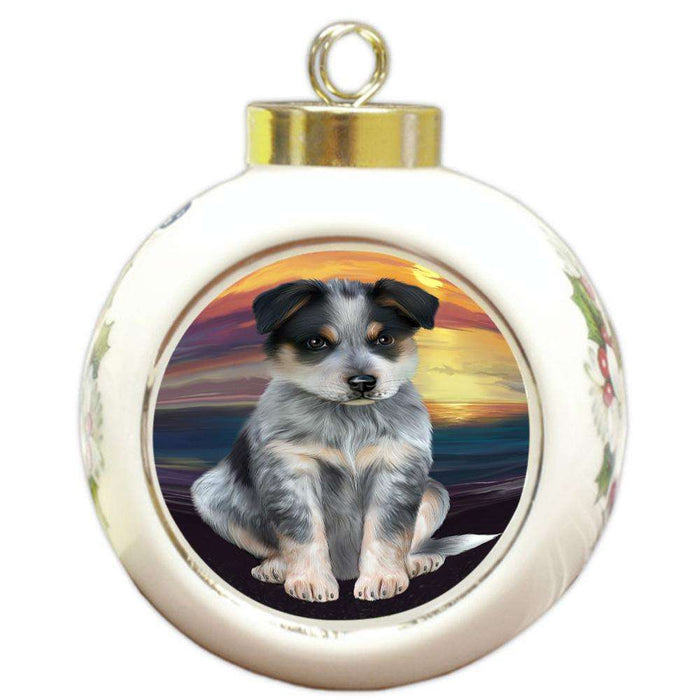 Blue Heeler Dog Round Ball Christmas Ornament RBPOR51748