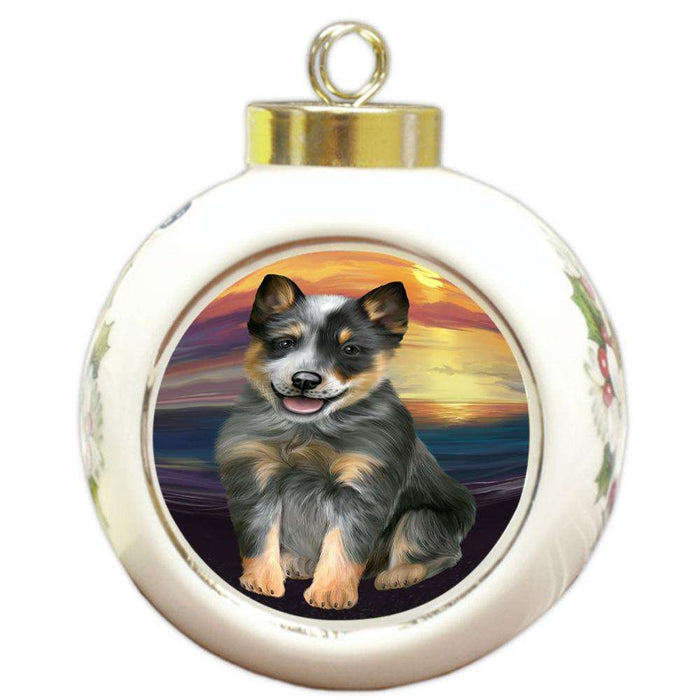 Blue Heeler Dog Round Ball Christmas Ornament RBPOR51749
