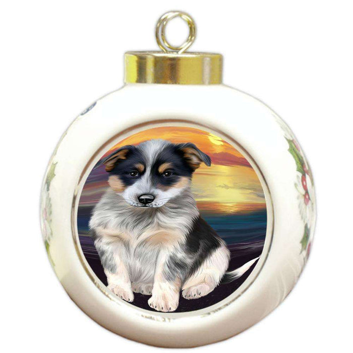 Blue Heeler Dog Round Ball Christmas Ornament RBPOR51750