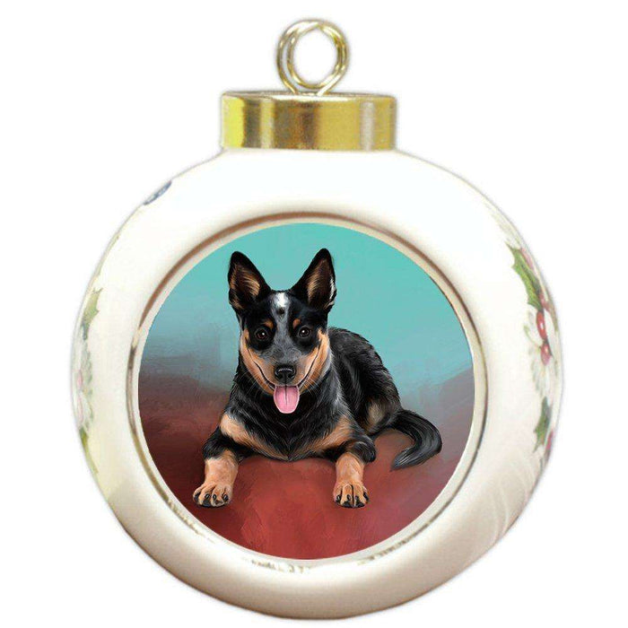 Blue Heeler Dog Round Ball Christmas Ornament
