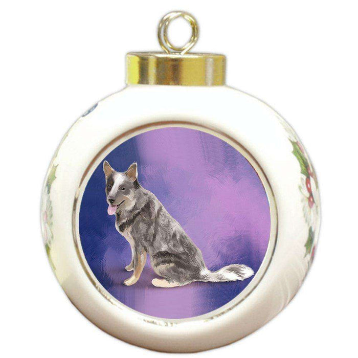 Blue Heeler Dog Round Ball Christmas Ornament