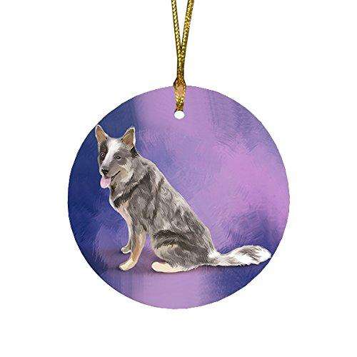 Blue Heeler Dog Round Christmas Ornament