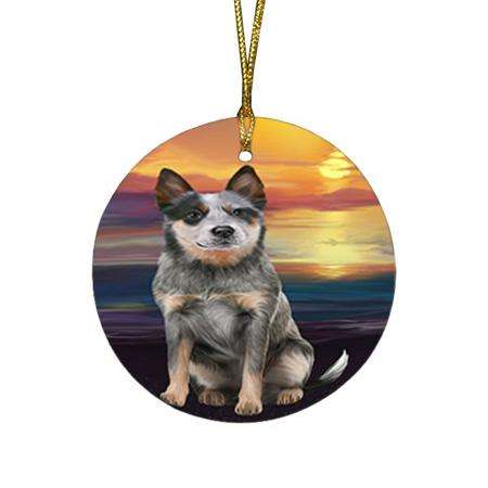 Blue Heeler Dog Round Flat Christmas Ornament RFPOR51735