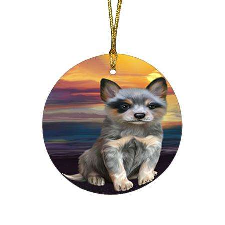 Blue Heeler Dog Round Flat Christmas Ornament RFPOR51736