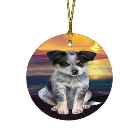 Blue Heeler Dog Round Flat Christmas Ornament RFPOR51739