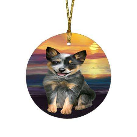 Blue Heeler Dog Round Flat Christmas Ornament RFPOR51740