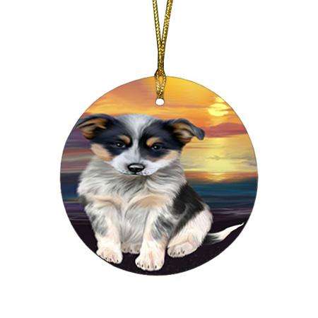 Blue Heeler Dog Round Flat Christmas Ornament RFPOR51741