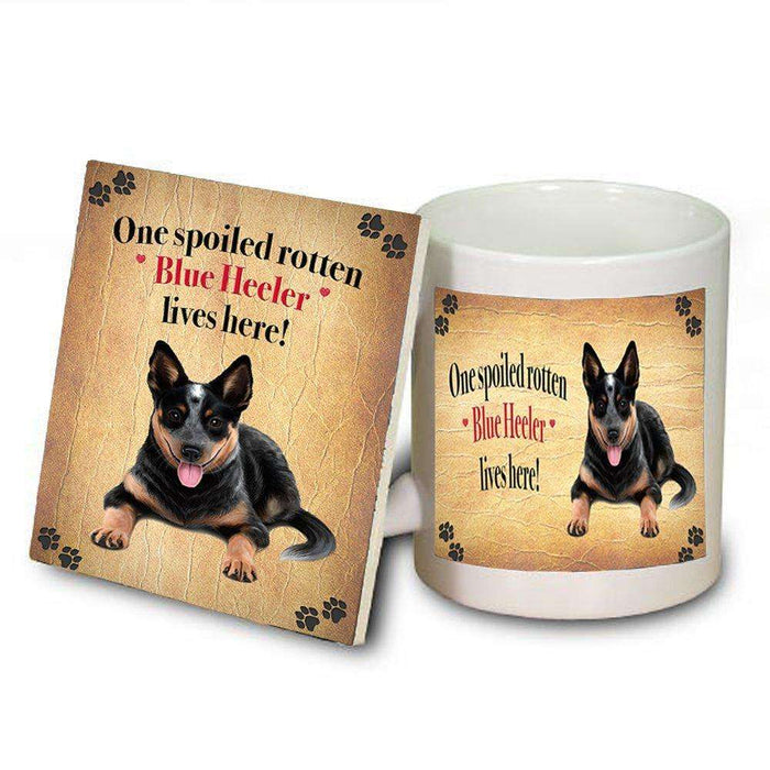 Blue Heeler Spoiled Rotten Dog Coaster and Mug Combo Gift Set