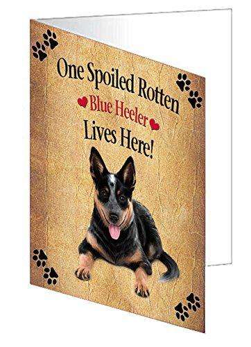 Blue Heeler Spoiled Rotten Dog Handmade Artwork Assorted Pets Greeting Cards and Note Cards with Envelopes for All Occasions and Holiday Seasons